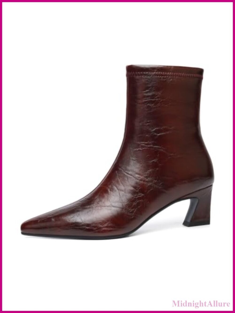 Womens Kitten Heel Ankle Boots Faux Leather Square Toe Zip Booties
